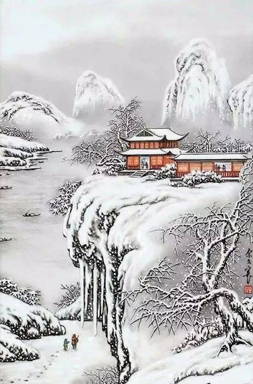 尚唯美艺术清凉一夏一组美到极致的雪景山水画