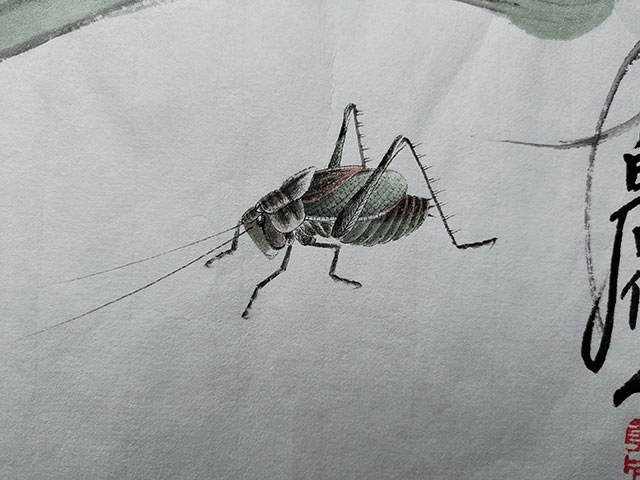 中国齐白石书画院院长少白公子汤发周,重现齐白石《丝瓜蝈蝈图》_传人