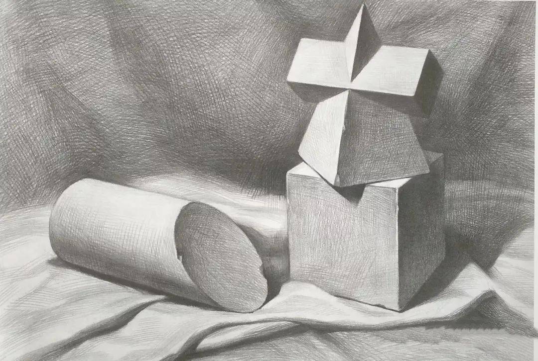 素描几何体组合注意事项|素描几何体组合步骤图入门基础_石膏_关系