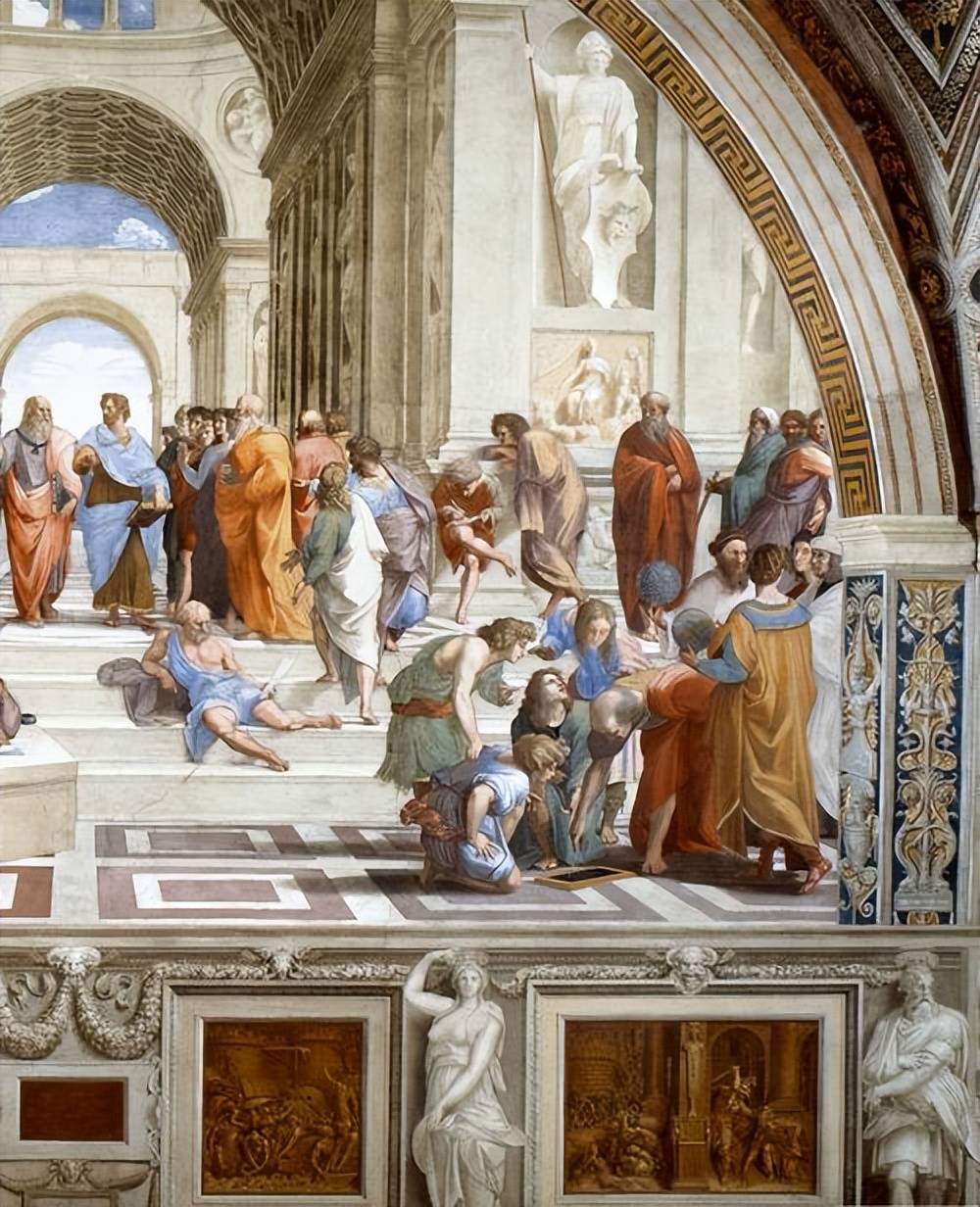 《雅典学院》是拉斐尔的名画,为何画中无名的小男孩,却名传遐迩_绘画