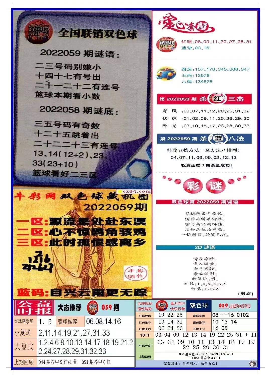 双色球059期彩票指南分享一报在手选号有方向