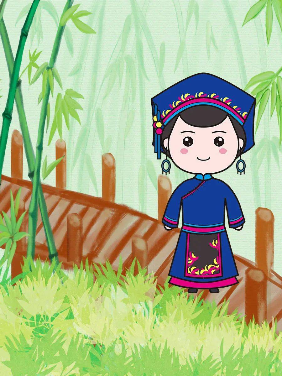 羌族卡通可爱女孩图片