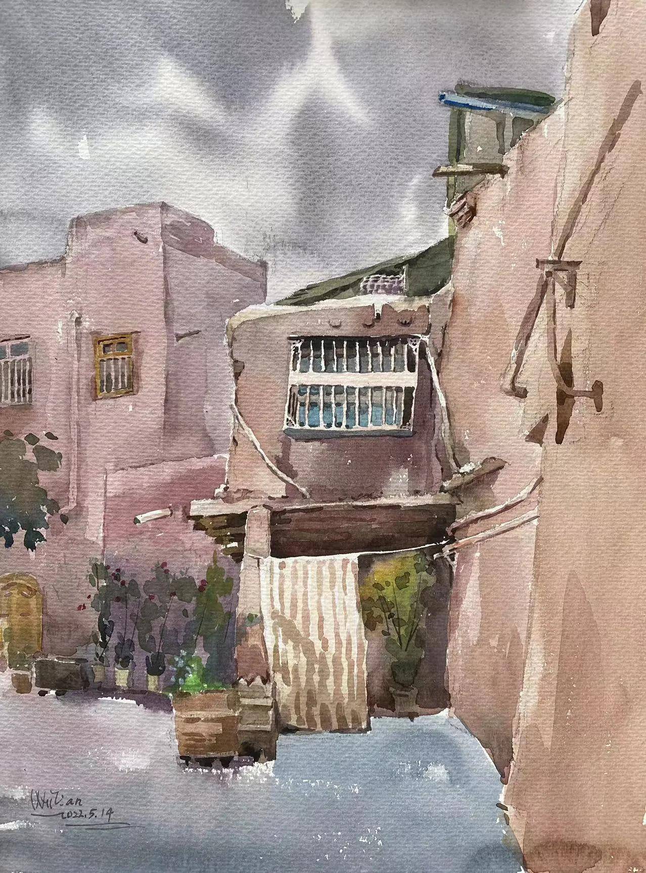 吴天先生新疆喀什噶尔古城的写生生活