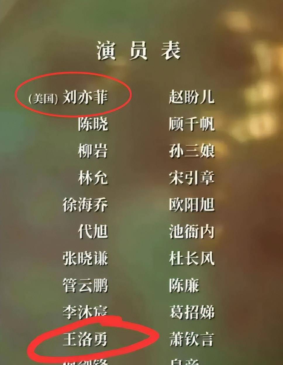 在电视剧结尾的演员表上,刘亦菲的国籍是美国,而王洛勇则是中国国籍
