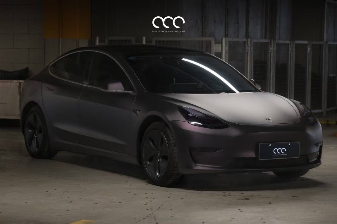 特斯拉model 3 - 漫彩改色膜pet亚黑紫_matt_black_purple