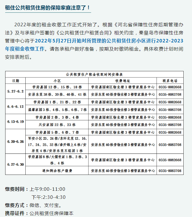 公租房租金收缴工作开始