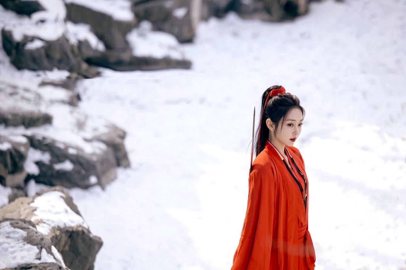 宣璐凤栖梧红衣高马尾造型