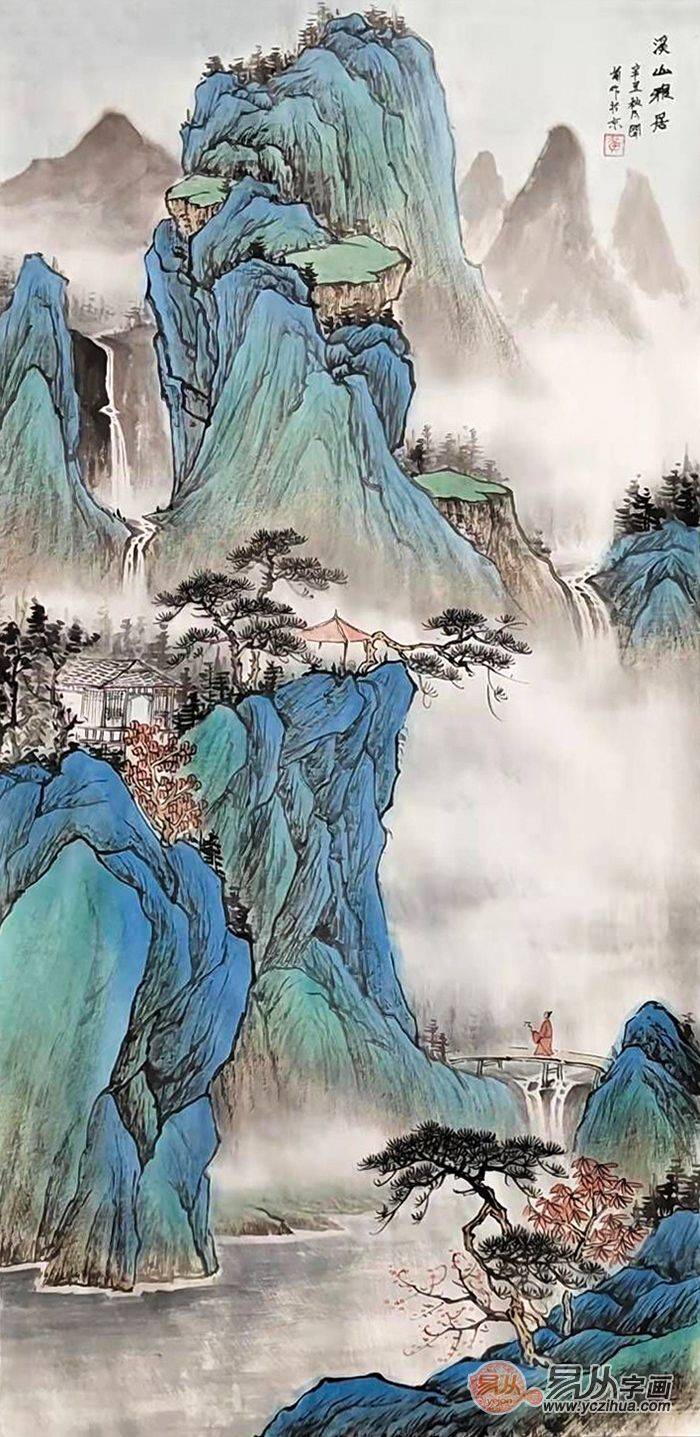 仿古山水画高清大图图片