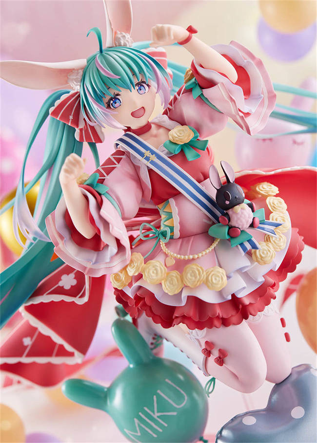 初音未來 生日會2021 ~兔子娘~1/7手辦 十分可愛了_馬尾_進行_粉色