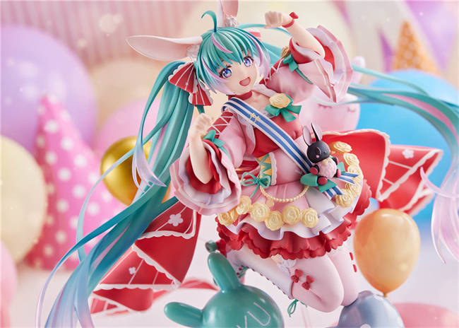 初音未來 生日會2021 ~兔子娘~1/7手辦 十分可愛了_馬尾_進行_粉色