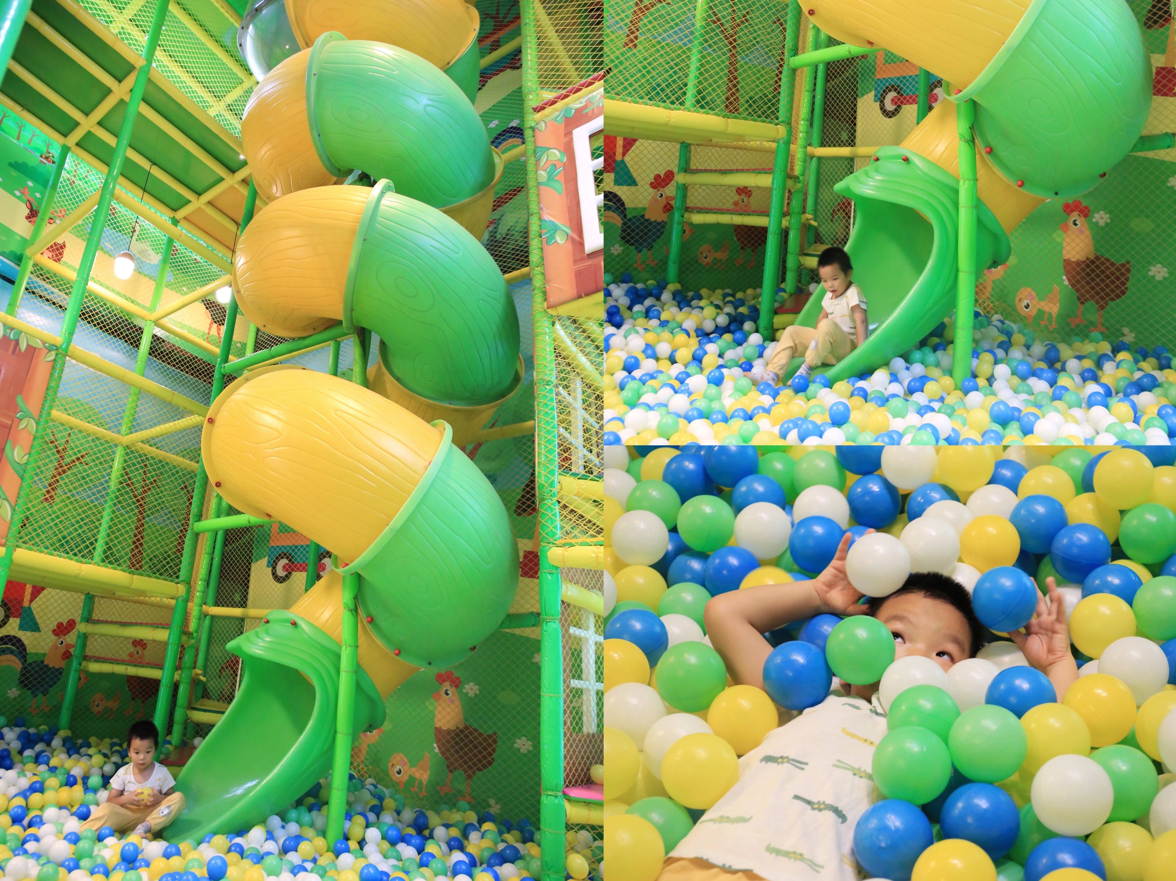 这里简直是小朋友的天堂,滑梯,攀岩,蹦床,波波球…小朋友喜欢的全都有