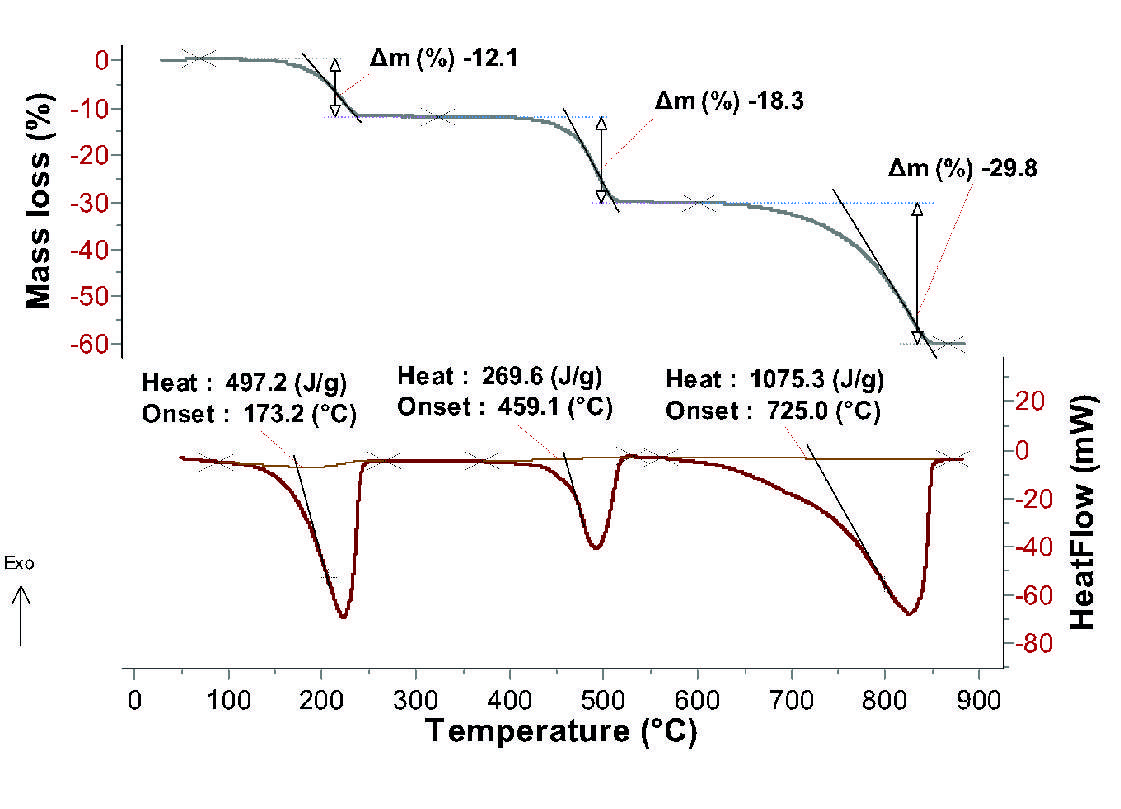 通过质量损失(tg)和热流(dsc)测量草酸钙一水合物(cac2o4,h2o)样品