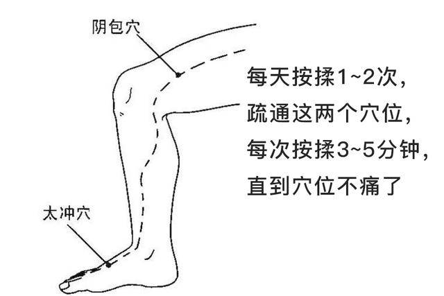我们要常按肝经易堵塞的穴位,阴包穴和太冲穴,每天