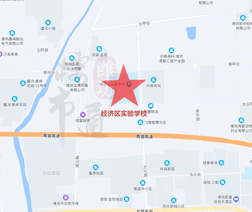 潍坊中学划片区地图版图片