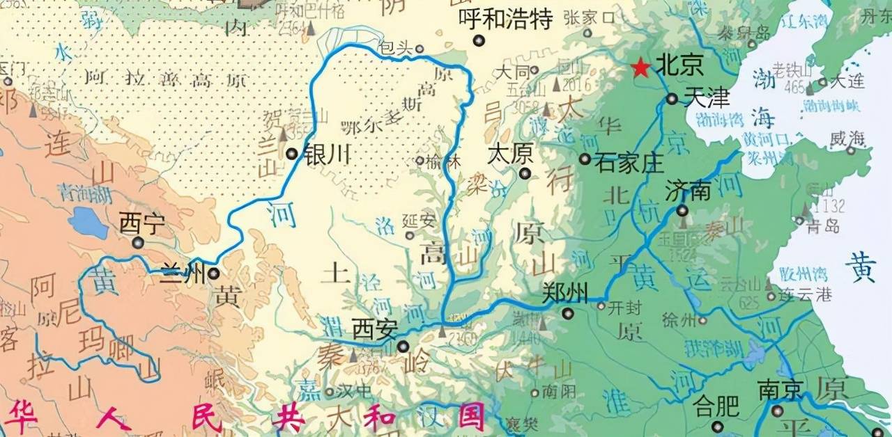 黄河走向地图高清图图片