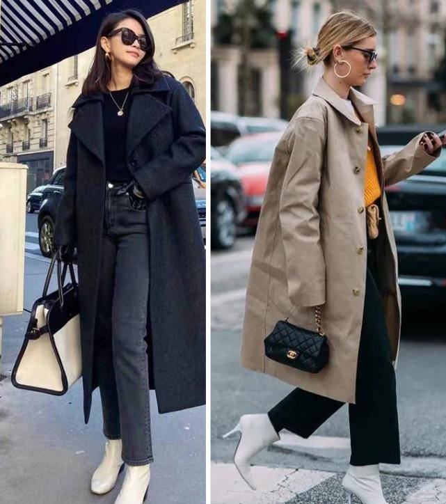 look:7 大面积基础色搭配白色切尔西鞋左一,二:大衣 驼色高领衫 超大