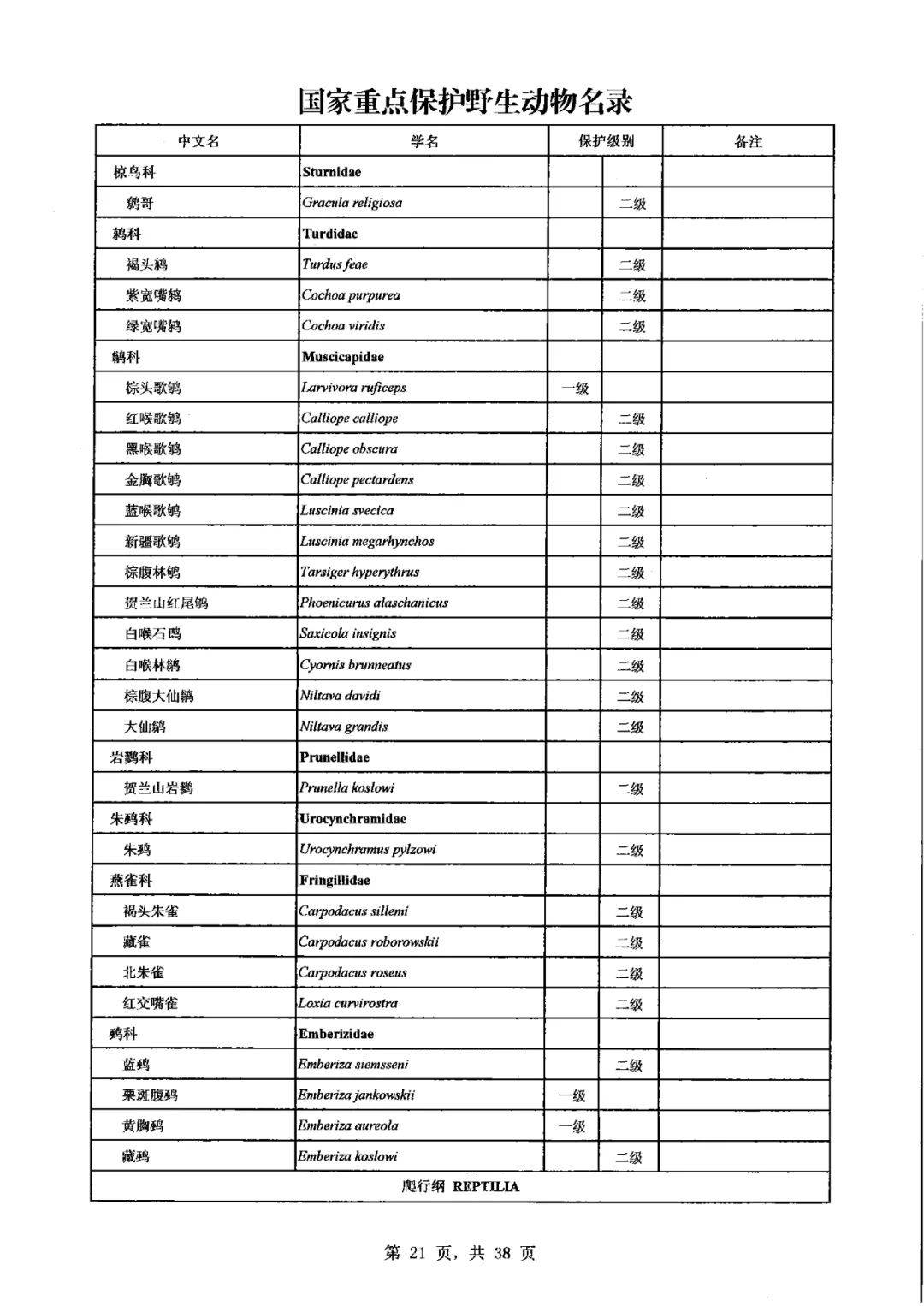 2022野生动物保护名录图片