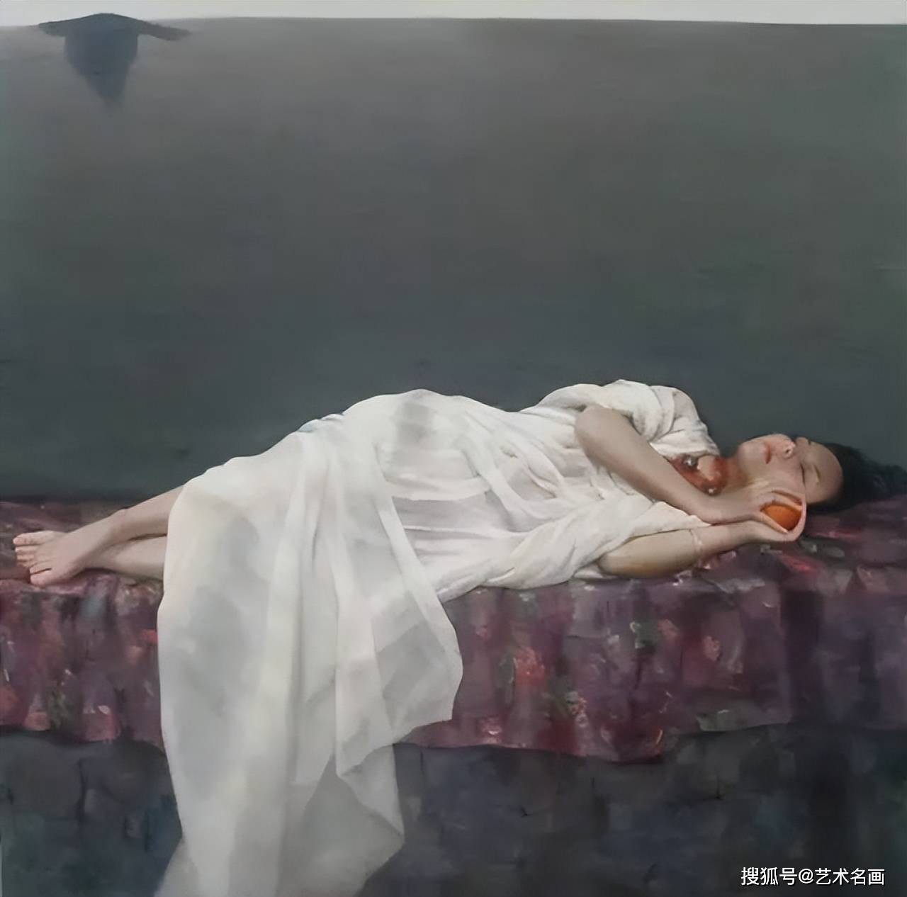 油画中的睡美人优美而典雅性感且妩媚