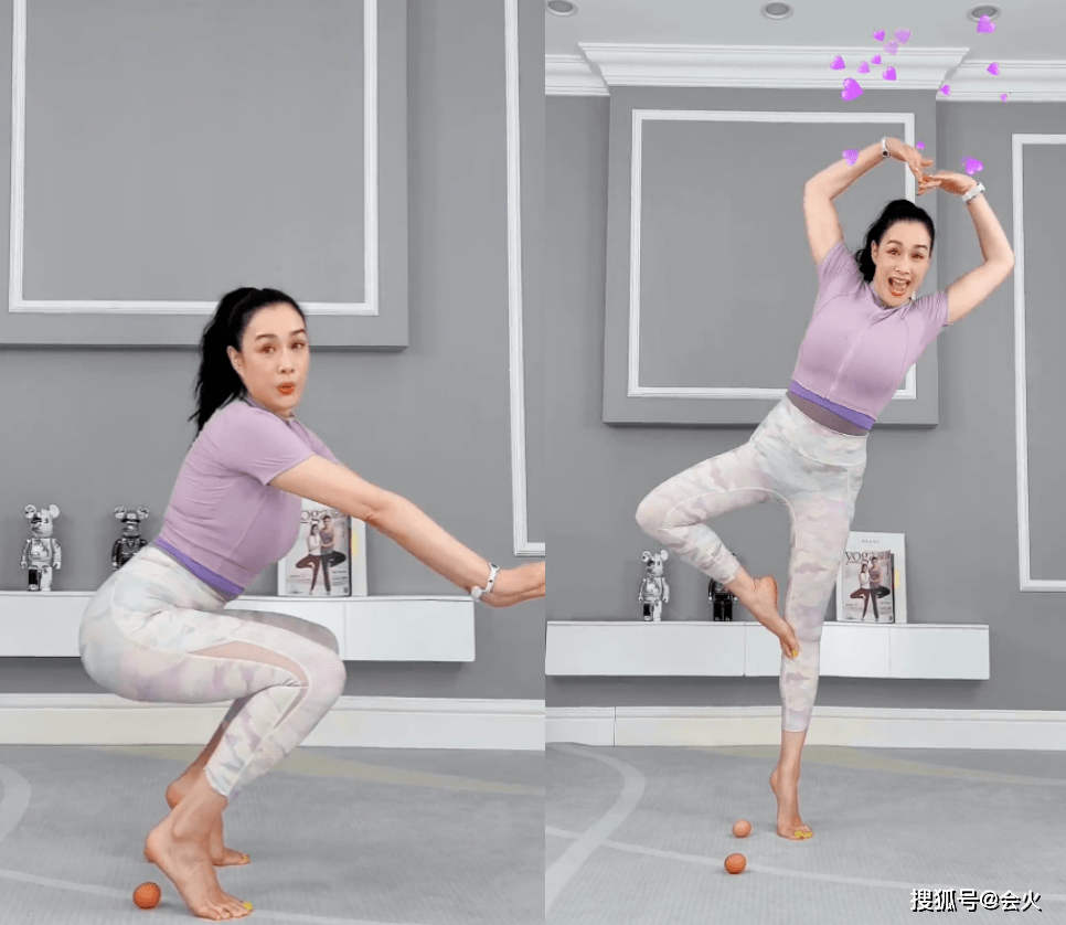 钟丽缇穿紧身裤健身!大腿丰满腰肢纤细,脚底踩鸡蛋