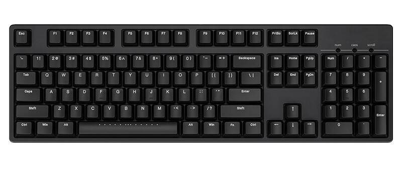 布局基础上增加了左右windows键和一个右键快捷菜单键,至此104键标准