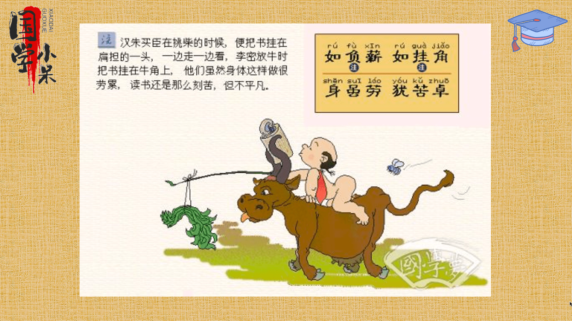 国学经典三字经如负薪如挂角身虽劳犹苦卓图文讲解