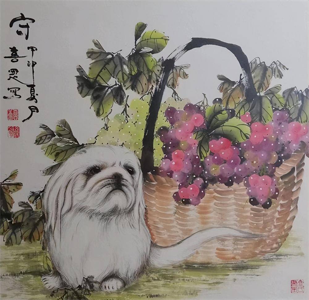 画家齐喜恩国画狗作品赏析