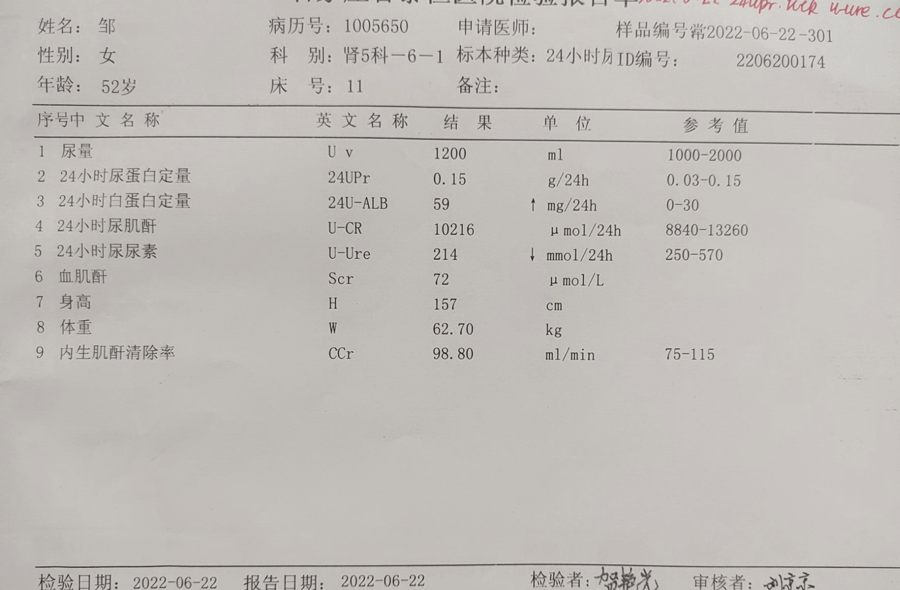 上个月又来复查,检查尿常规:蛋白 -,潜血-,24小时尿蛋白定量0.