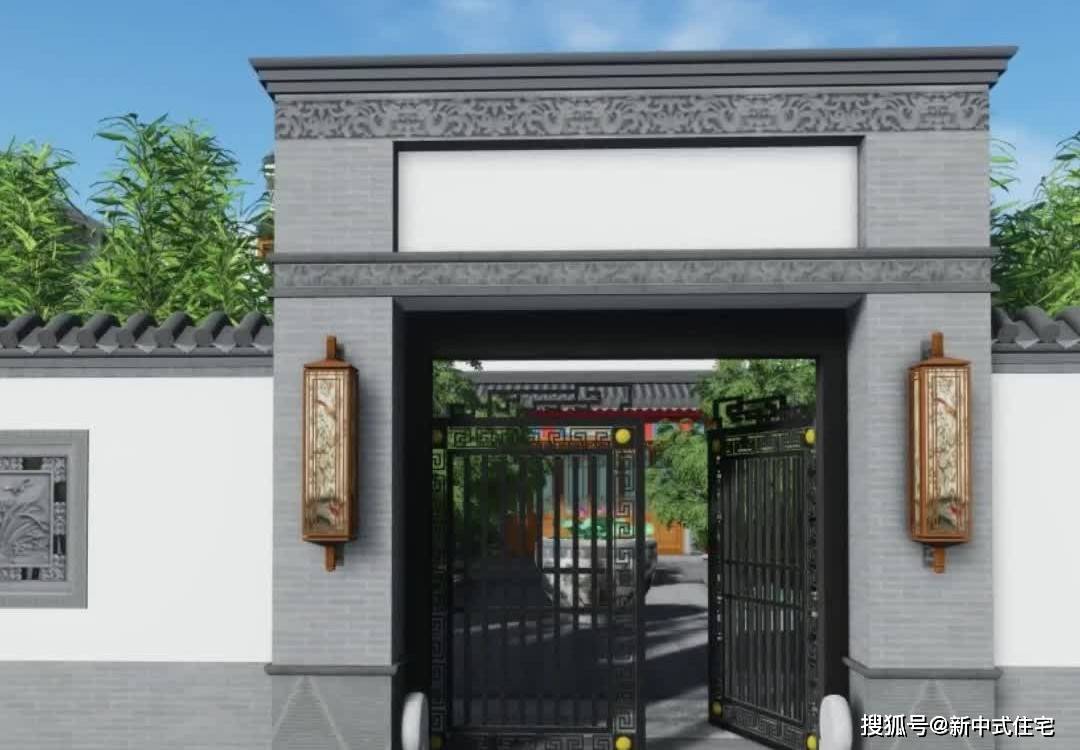 自建房中式别墅装修这样的门楼设计让人想一探究竟