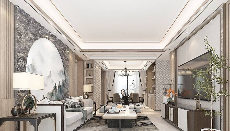 本案介绍的是一套约有139平米左右的新中式风格装修设计,它明亮中显