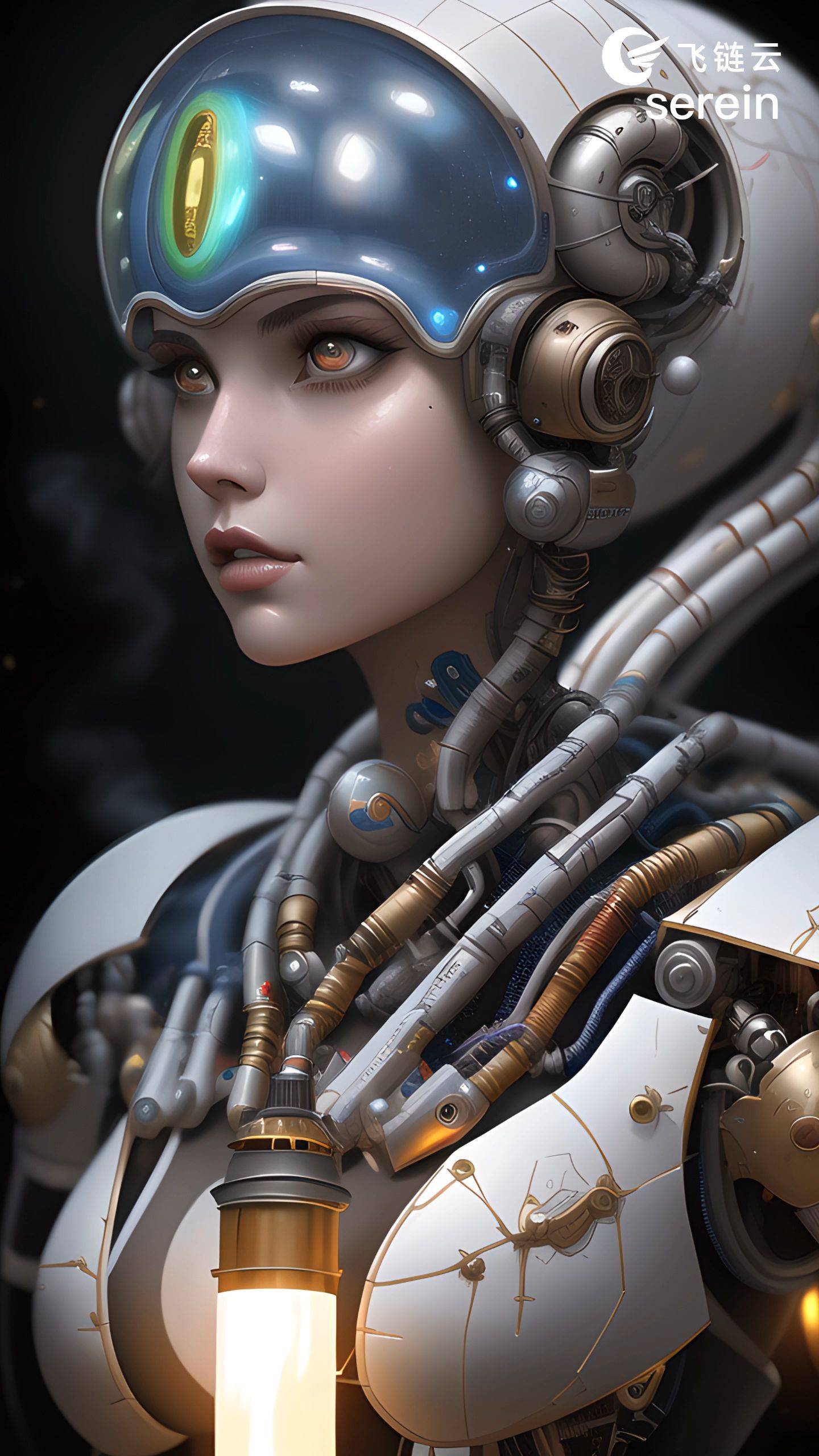 科幻未来飞链云版图ai绘画