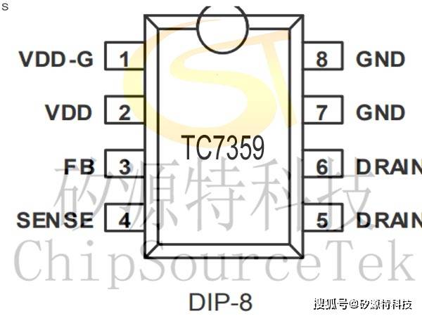 矽源特ChipSourceTek-TC7359是内置高压功率MOSFET的电流模式PWM控制