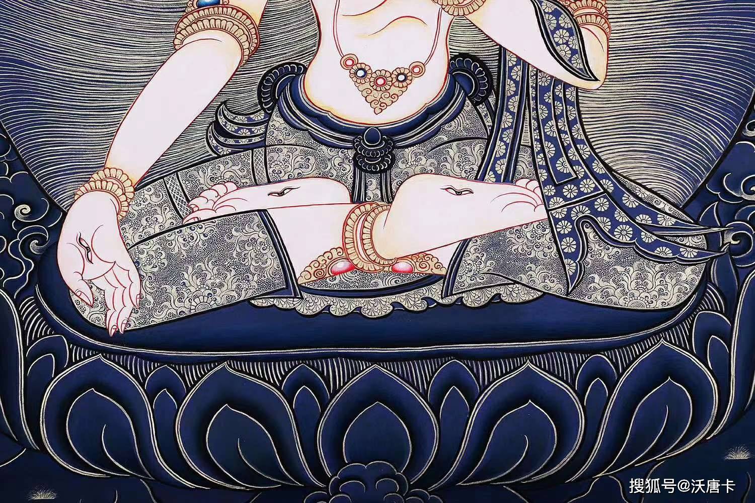 接下来请朋友们欣赏一组编号为138-899216的白度母唐卡:7,合十印:又称