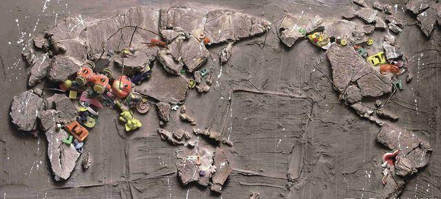 冷军画3幅看不懂的世界地图,自称是梦境?一幅卖2800万_写实_作品_绘画