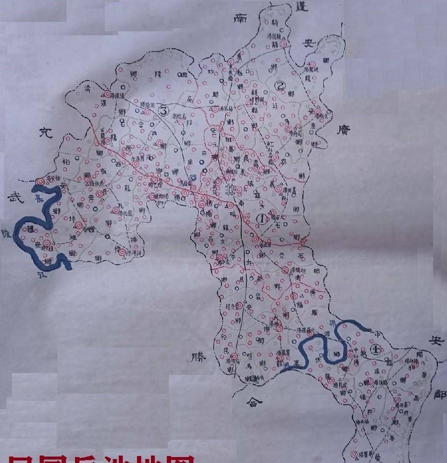 其实,大家要是看民国时期的地图,就会发现:在民国时期,岳池县伸向东南