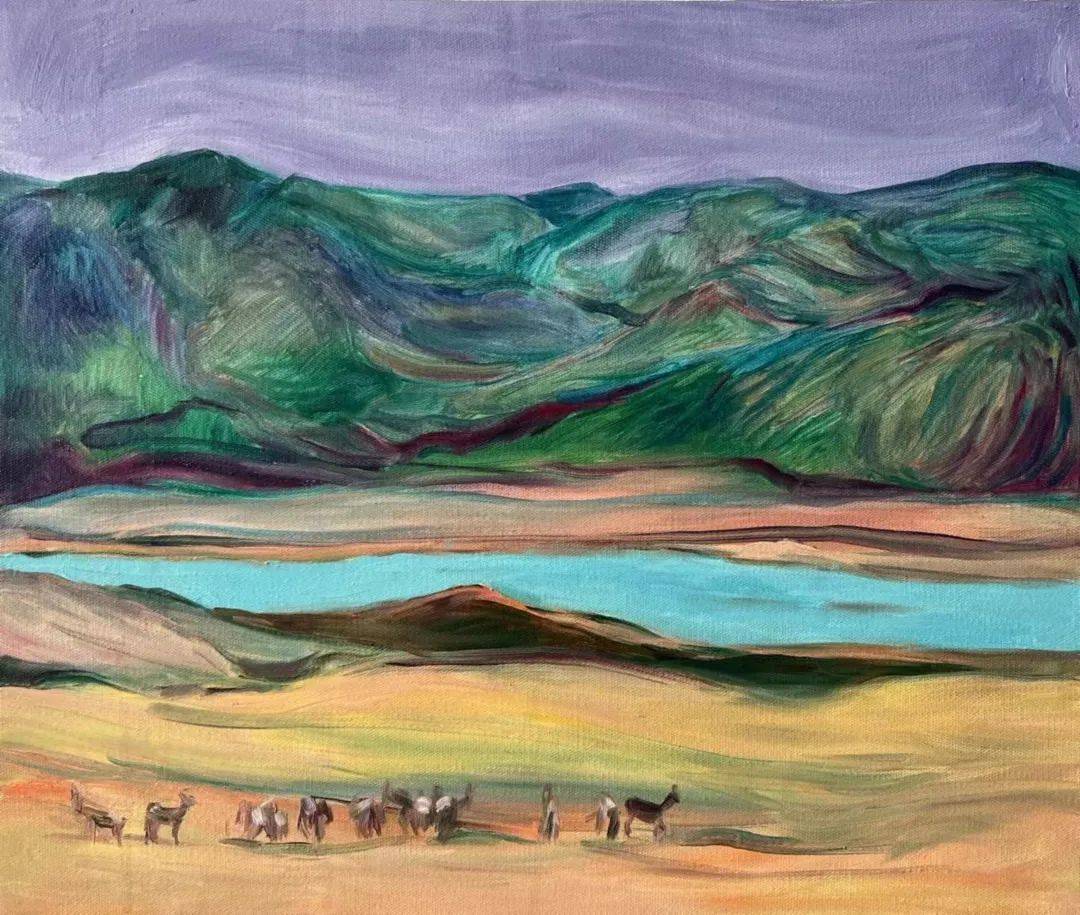 丁文辉 《问春》 布面油画 80×80cm 2021丁文辉 《烂漫季》 布面油画