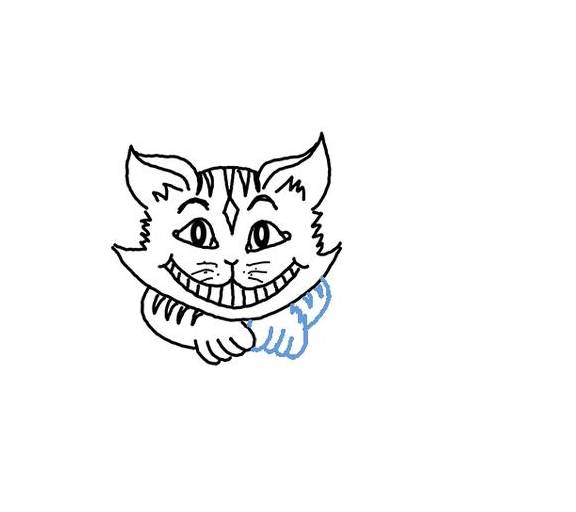 爱丽丝梦游仙境的柴郡猫简笔画_教程_嘴巴_眼睛