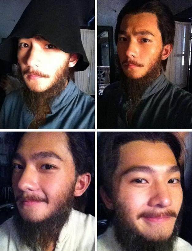 从来没有见过杨洋留胡子,但在影视剧中可没少贴过假的,毕竟有颜值摆在