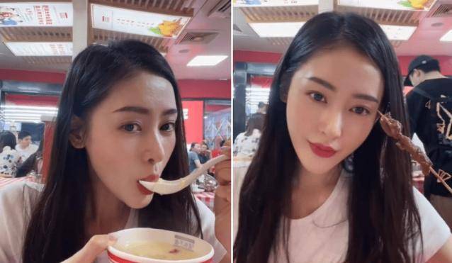 女星张天爱吃路边摊无人识!