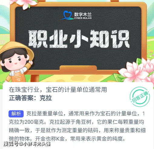 在珠宝行业，宝石的计量单元凡是用什么？蚂蚁新村常识问答