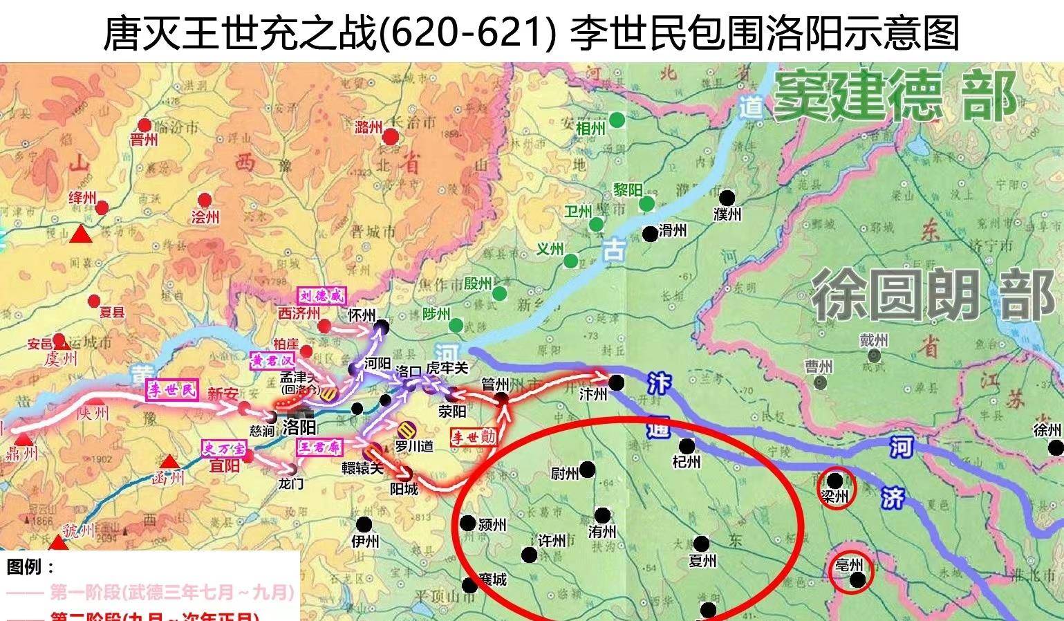 记住这些战略地点的名字,再看地图,就可以对李世民的整体战略有很清楚