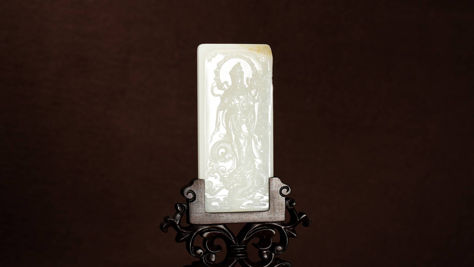 藏玉直播山水61人物件名家杨红展精品拍落槌_作品_观音_材质