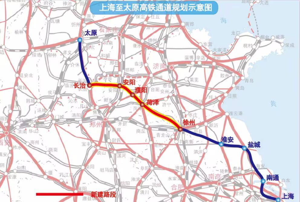 通鲁达苏沪的高铁通道,长1350公里