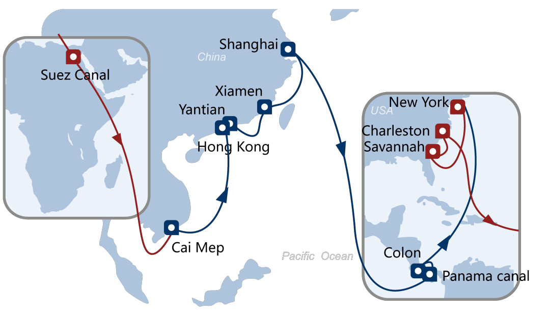 美国海运那么多航线,到底应该怎么选呢?_美东_美西_港口