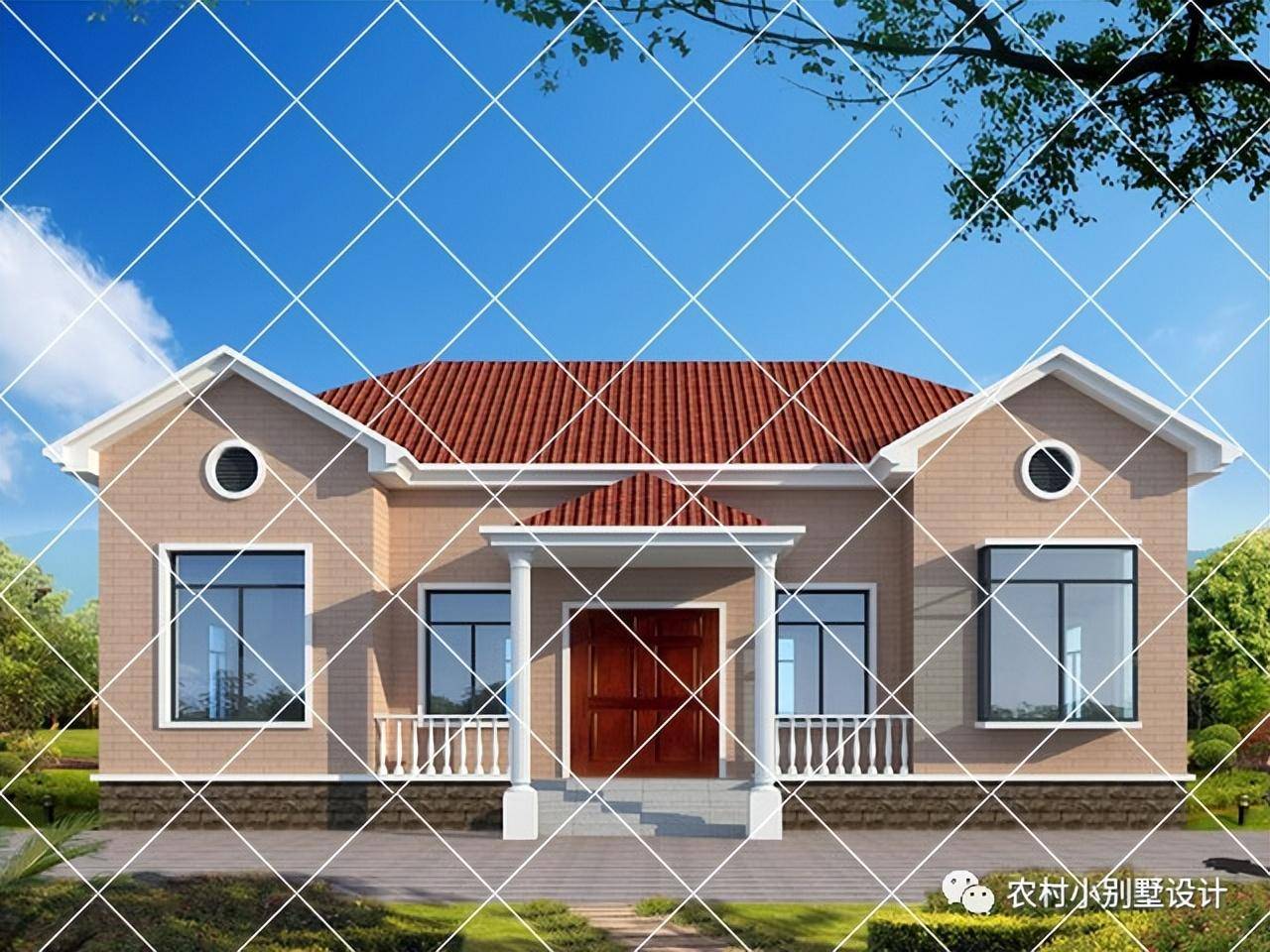 40套一层农村自建房别墅,左右对称布局好,经济大方南北方都能建_房子