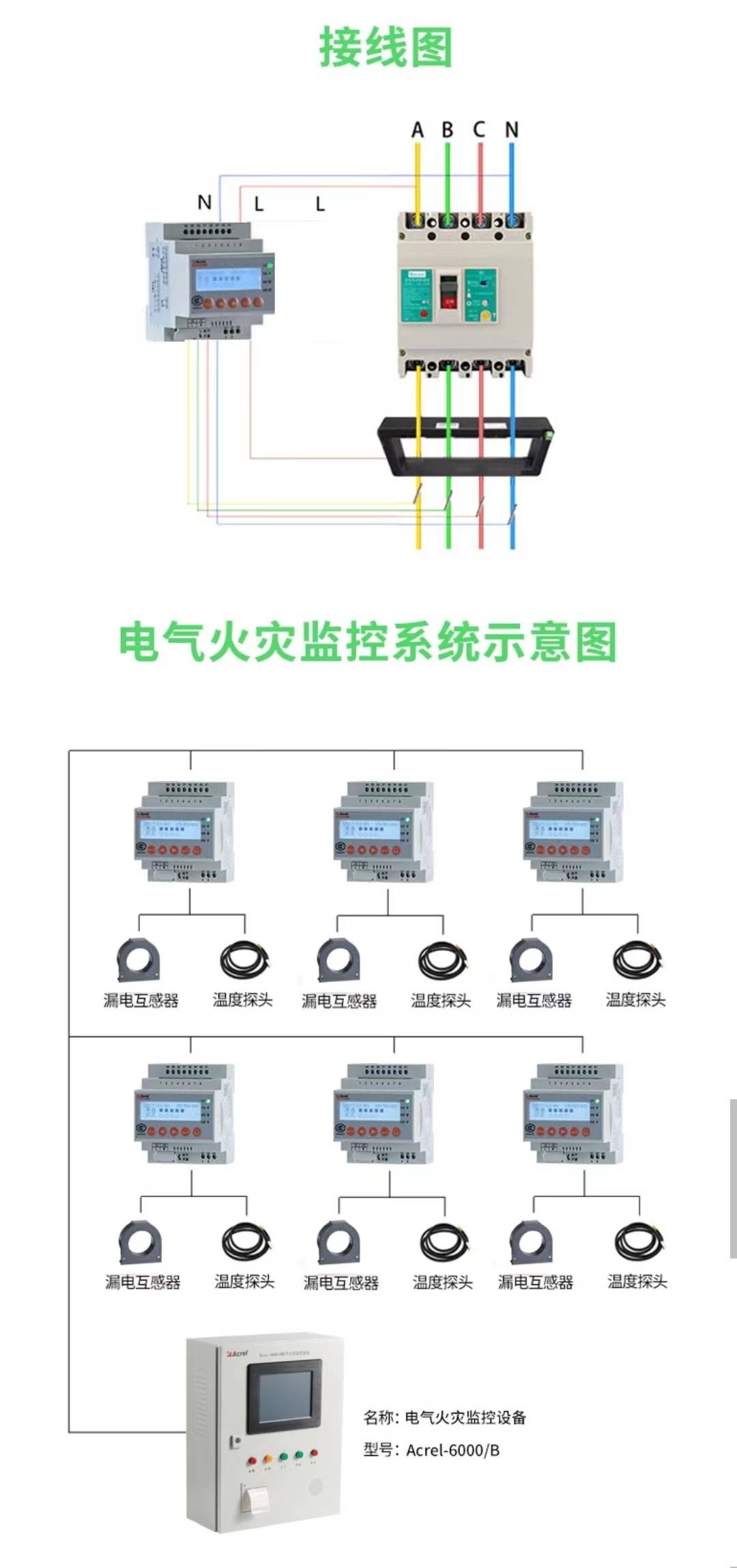 安科瑞剩余电流式电气火灾监控探测器