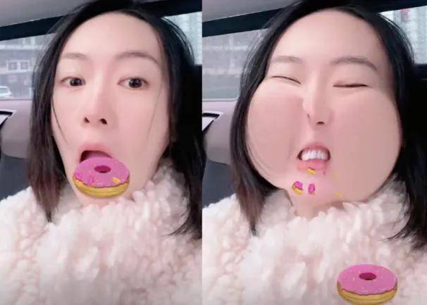 皮肤白皙,五官精致,童瑶对着镜头做出了搞怪的表情,在特效的衬托下