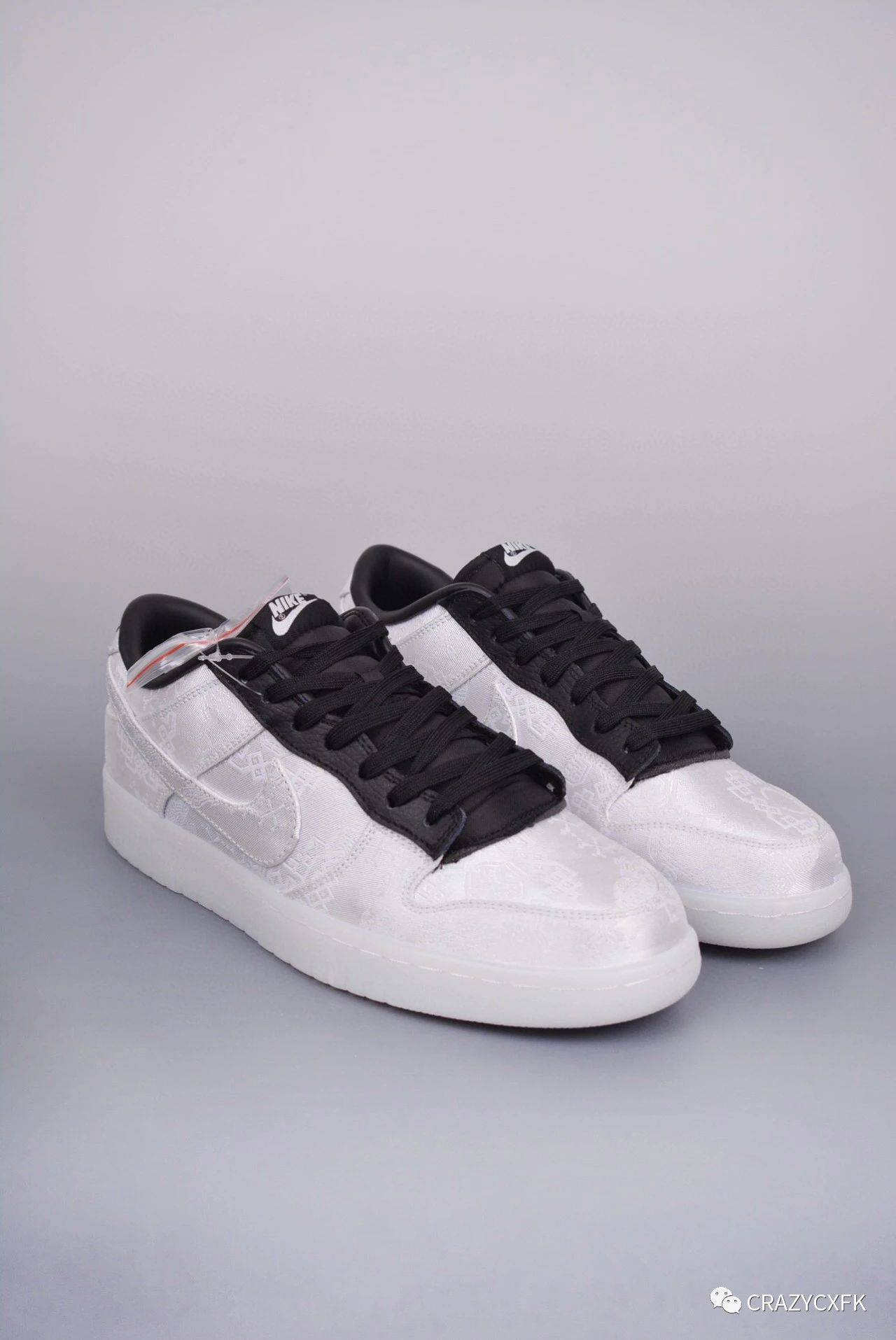 耐克藤原浩白丝绸三方联名 clot x fragment design x nike dunk low