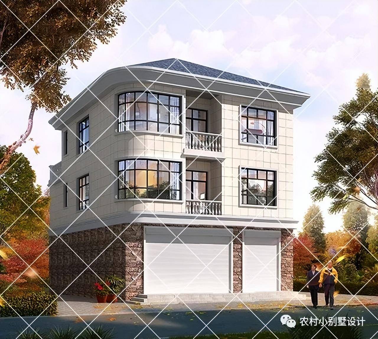 20款三层带车库的农村别墅设计图,2023年农村自建房首先户型_房子