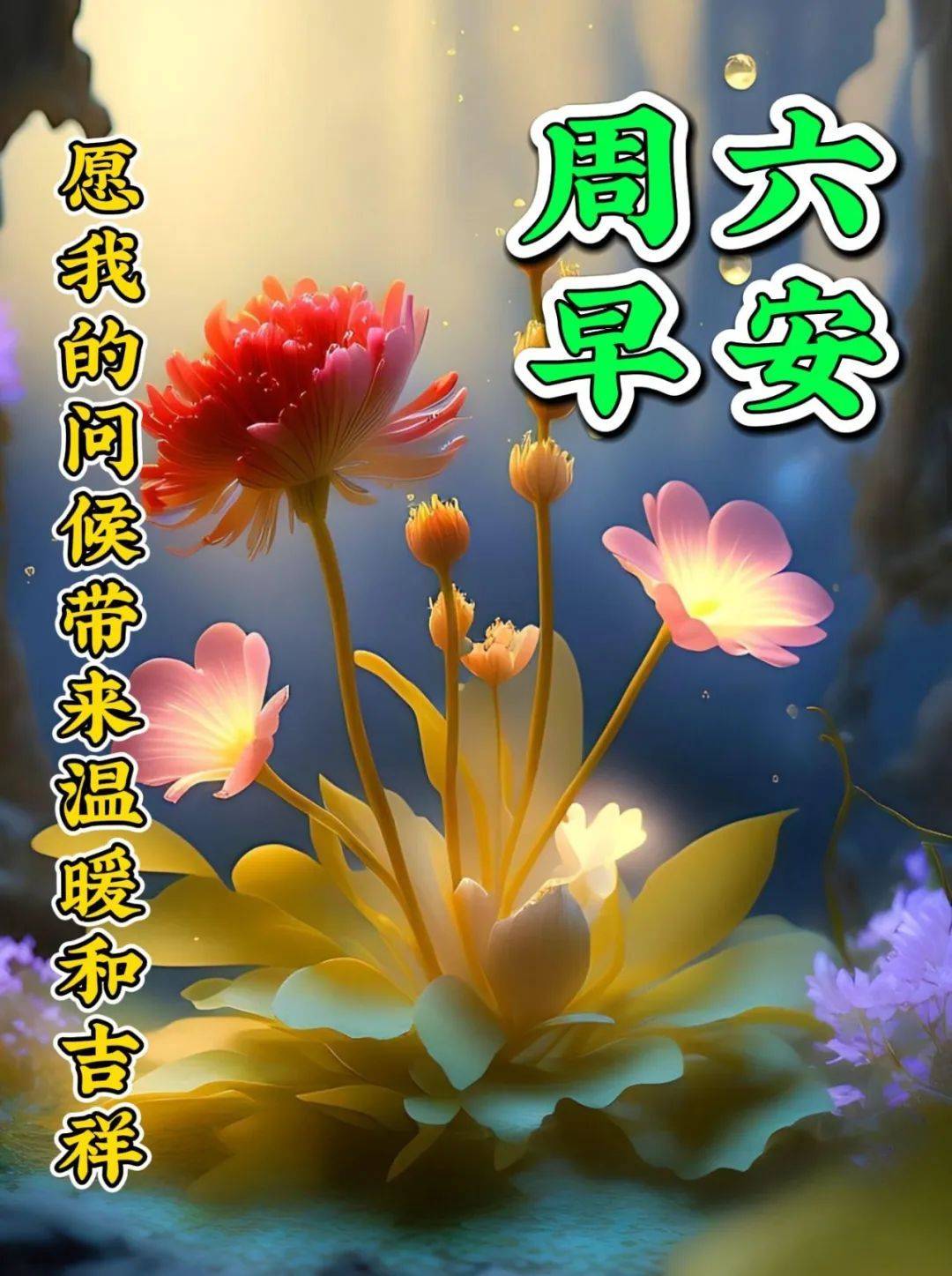 4月8日周六早上好温馨周末早安祝福图片带字_问候_缘分_生活