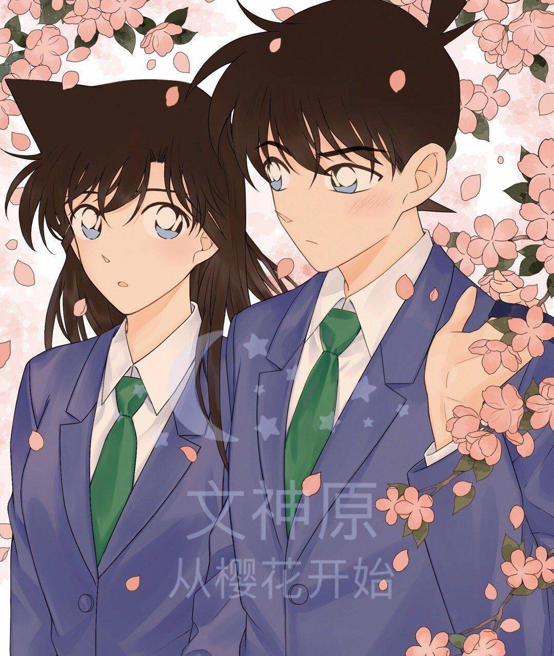 名侦探柯南:柯哀樱花同人图被新兰党质疑抄袭,引发双方粉丝热议_cp